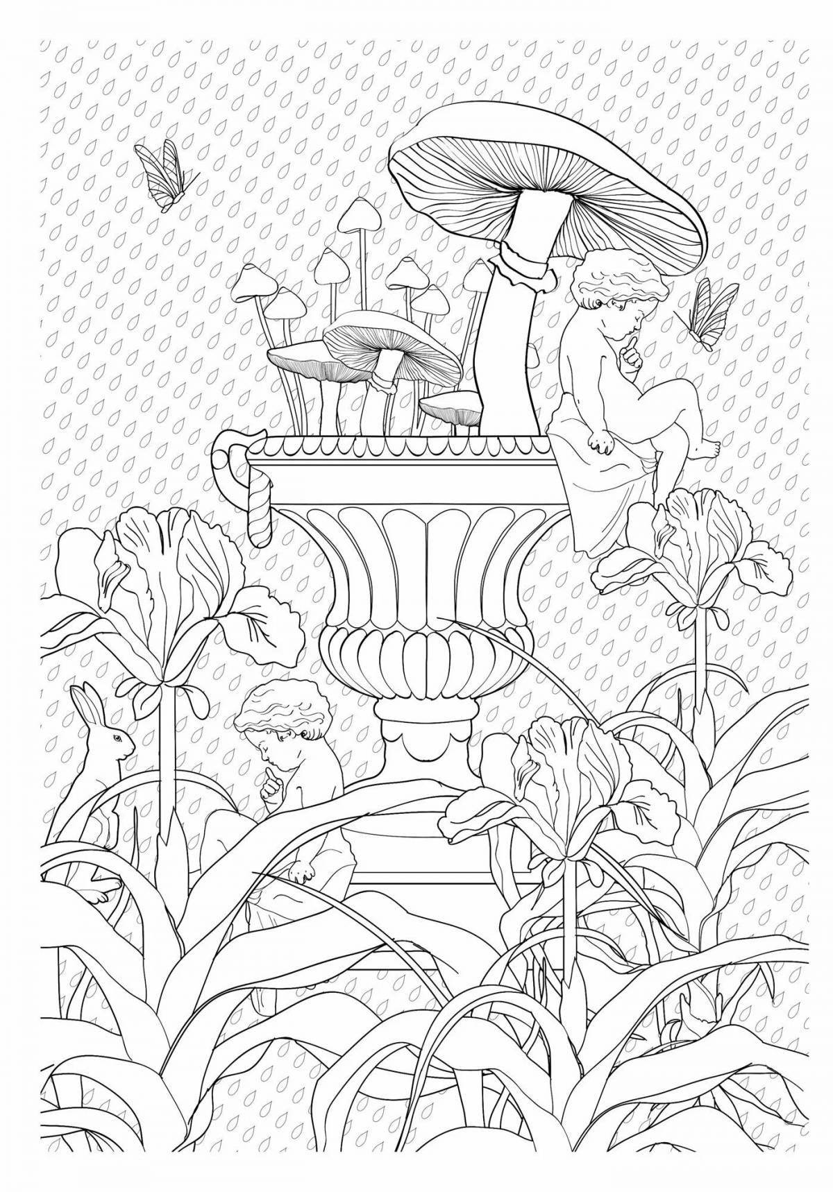 Coloring book cheerful garden