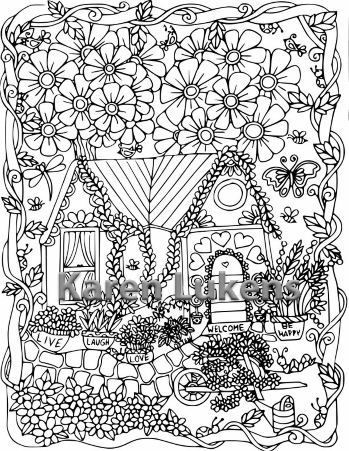 Exciting garden coloring page