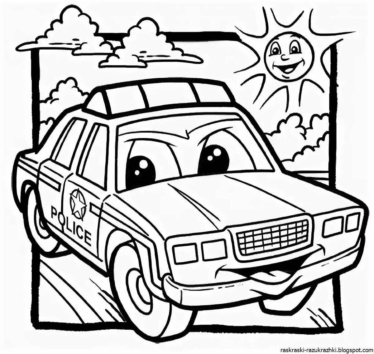 Children's coloring police car