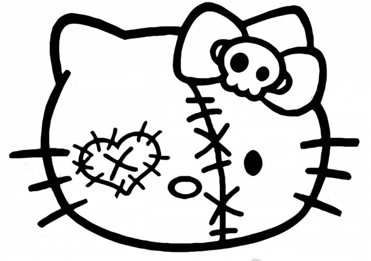 Adorable hello kitty head coloring page