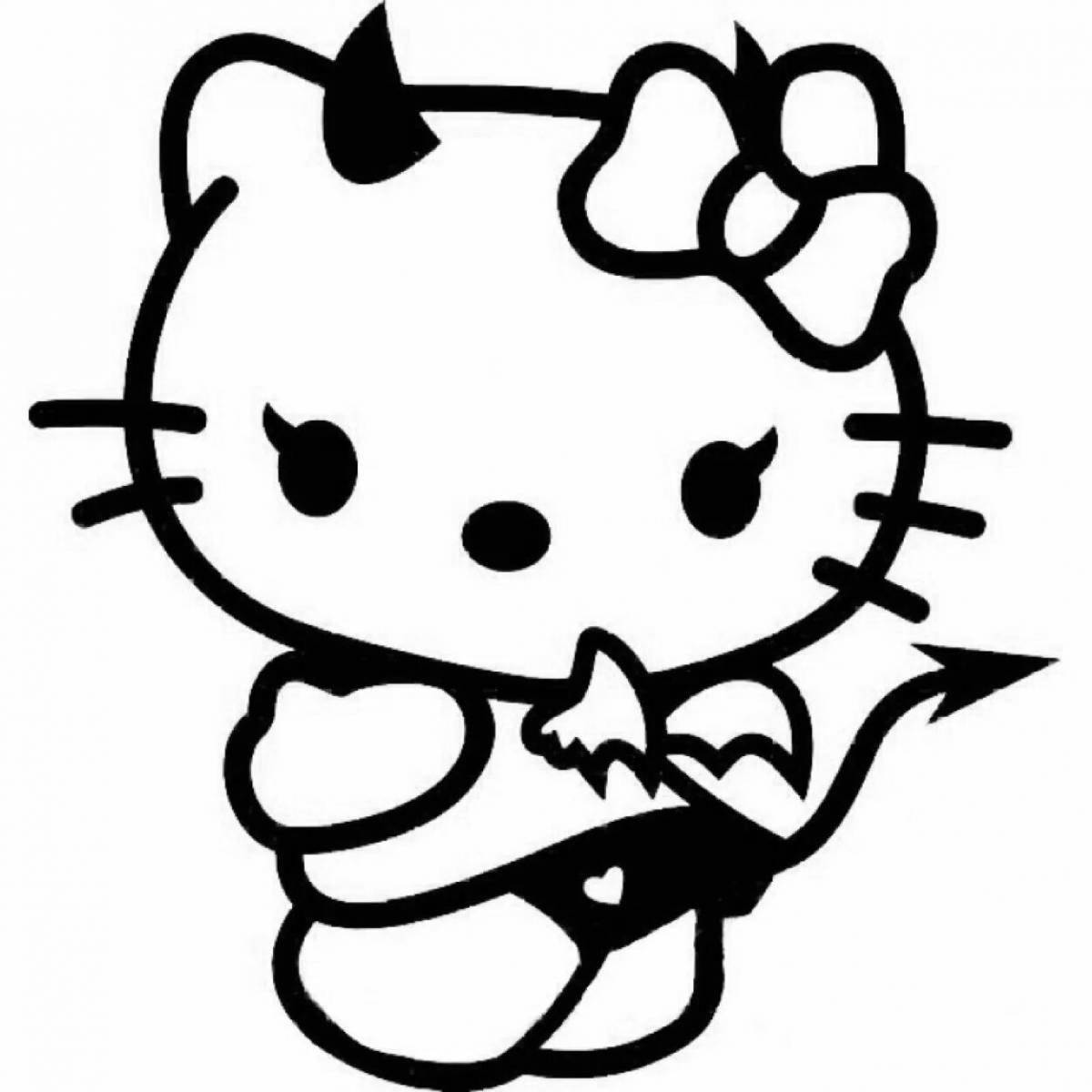 Playful hello kitty head coloring page