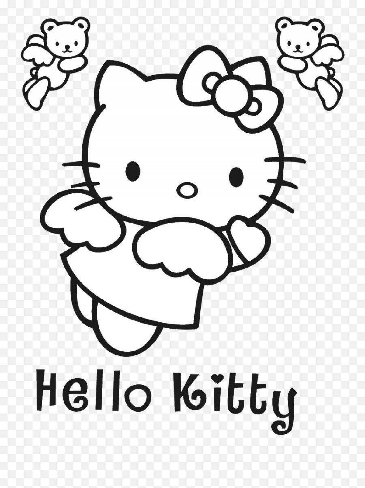 Cute hello kitty head coloring page