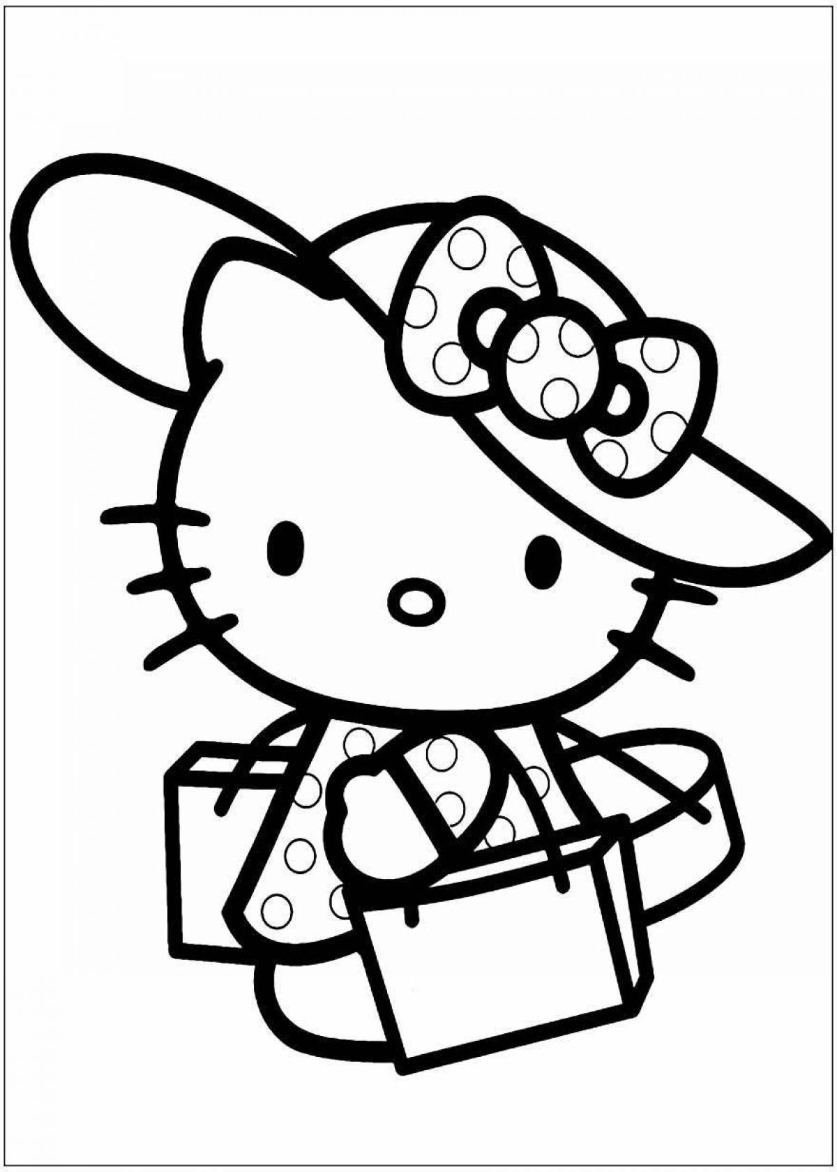 Colorful hello kitty head coloring page
