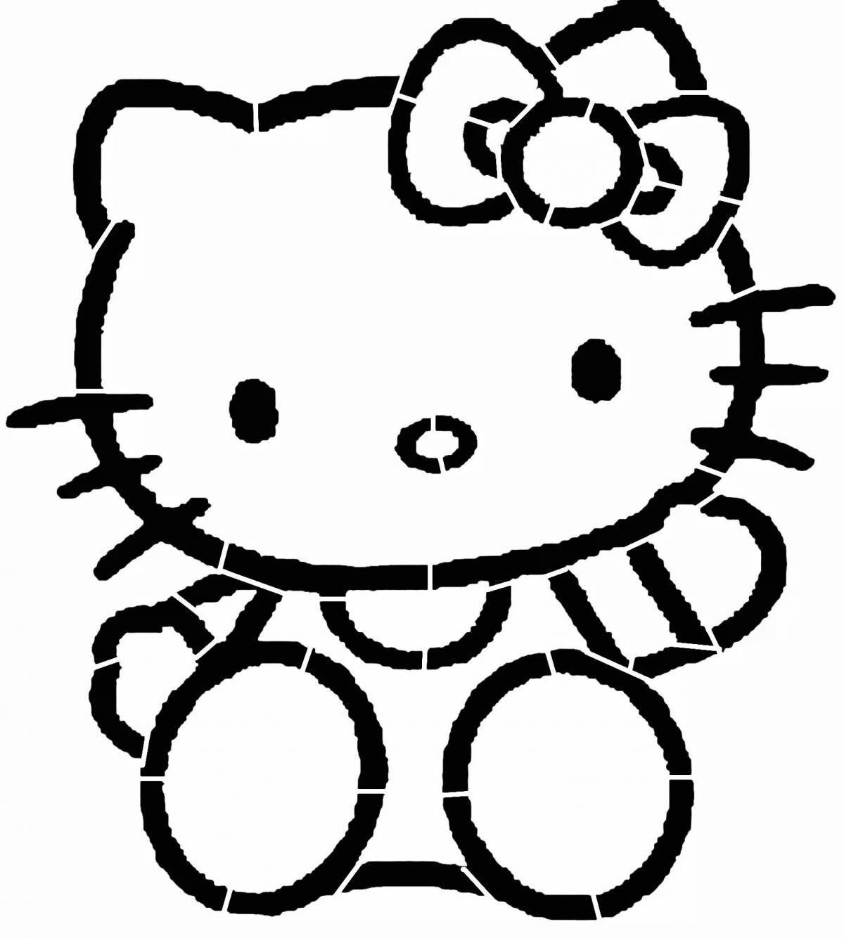 Glossy hello kitty head coloring page