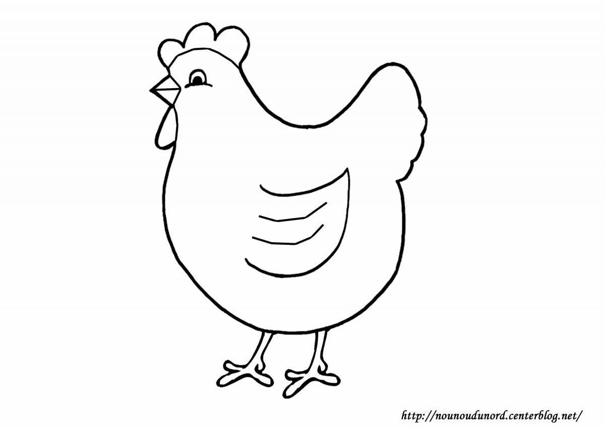 Fun coloring book with chicken for kids