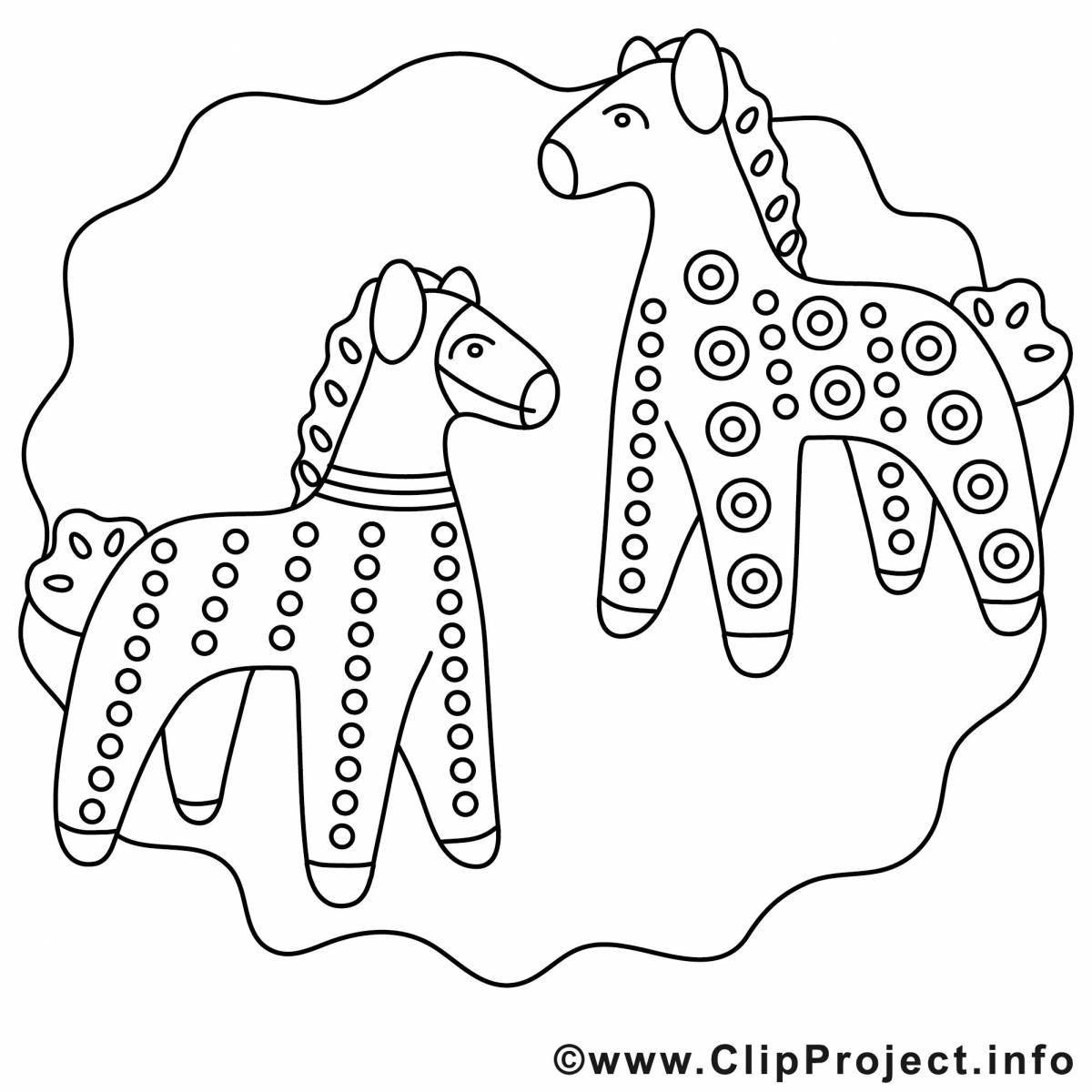 Игривая каргопольская глиняная игрушка-раскраска