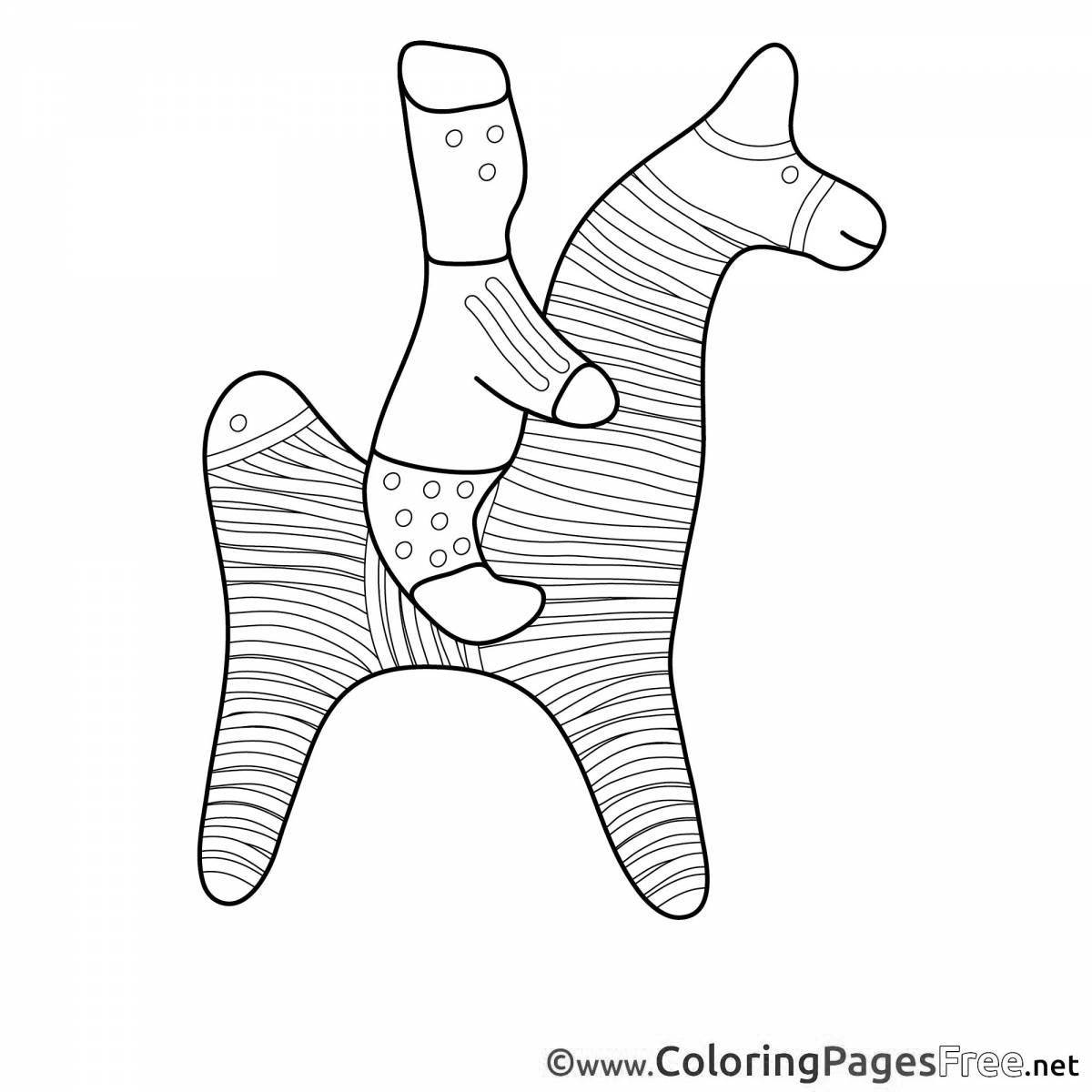Раскраска каргопольская глиняная игрушка с брызгами цвета