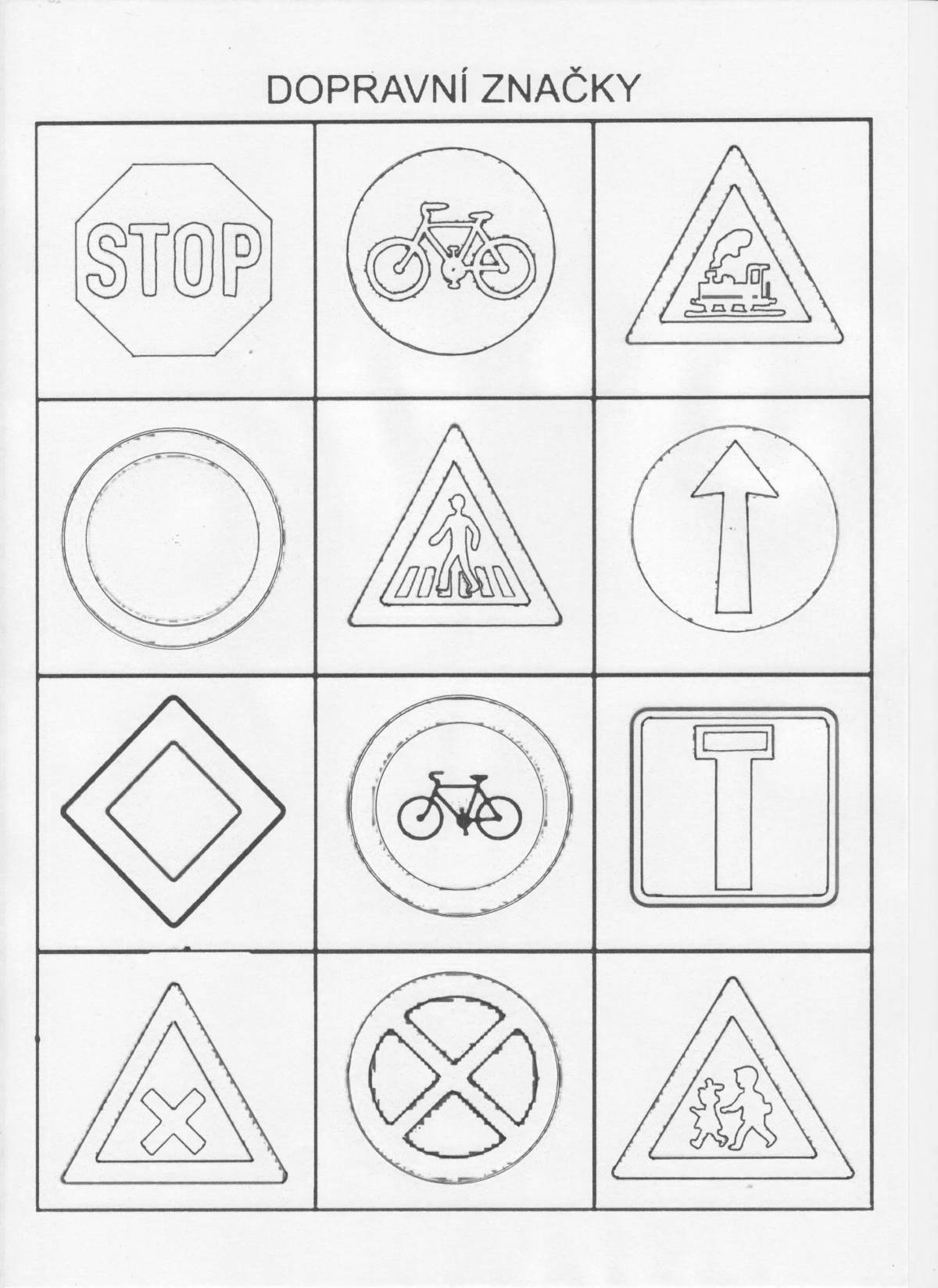 Bold coloring rules of the road road signs