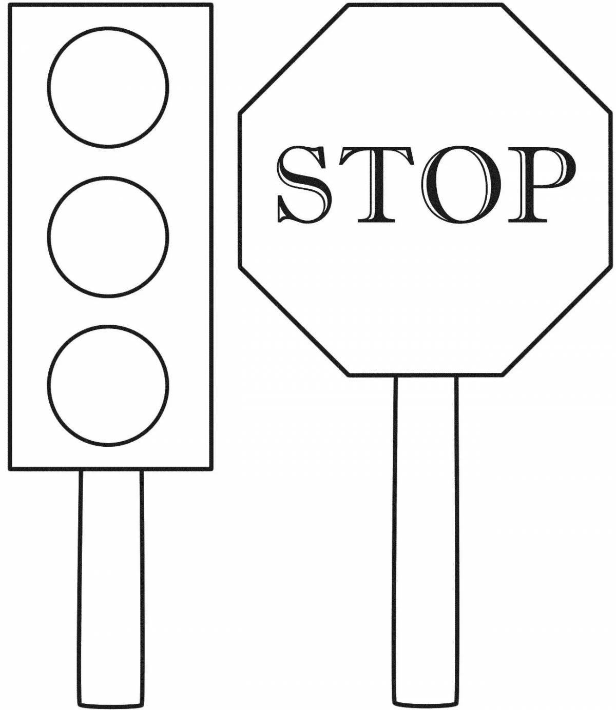 Luminous coloring pages rules of the road road signs