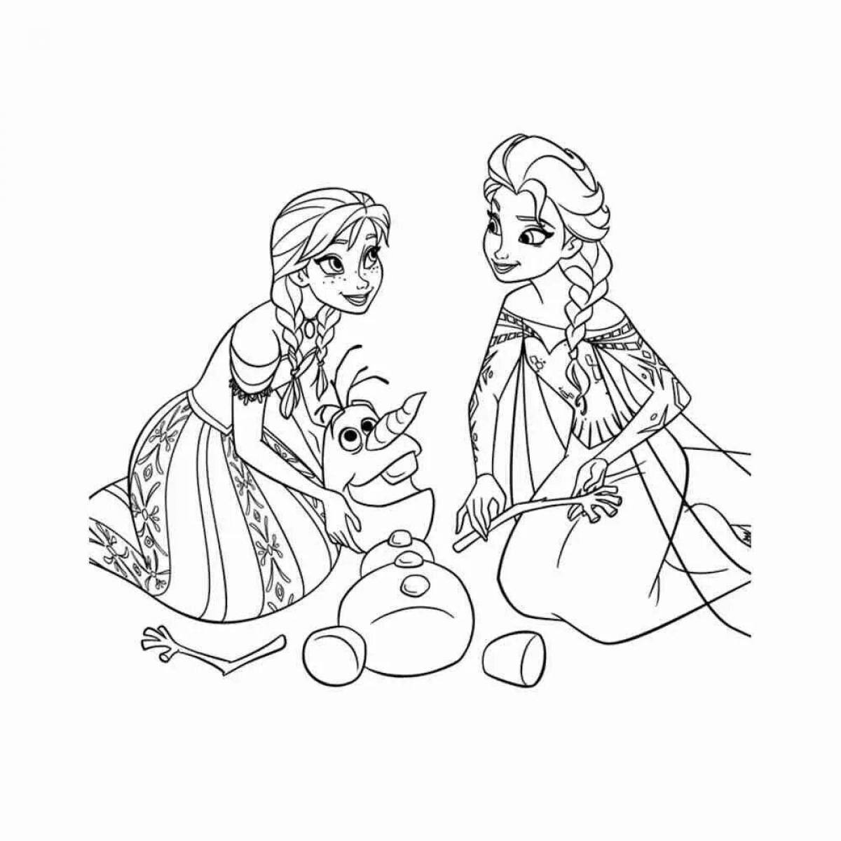 Funny anna and olaf coloring