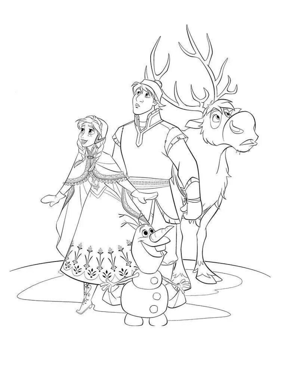Glowing anna and olaf coloring page