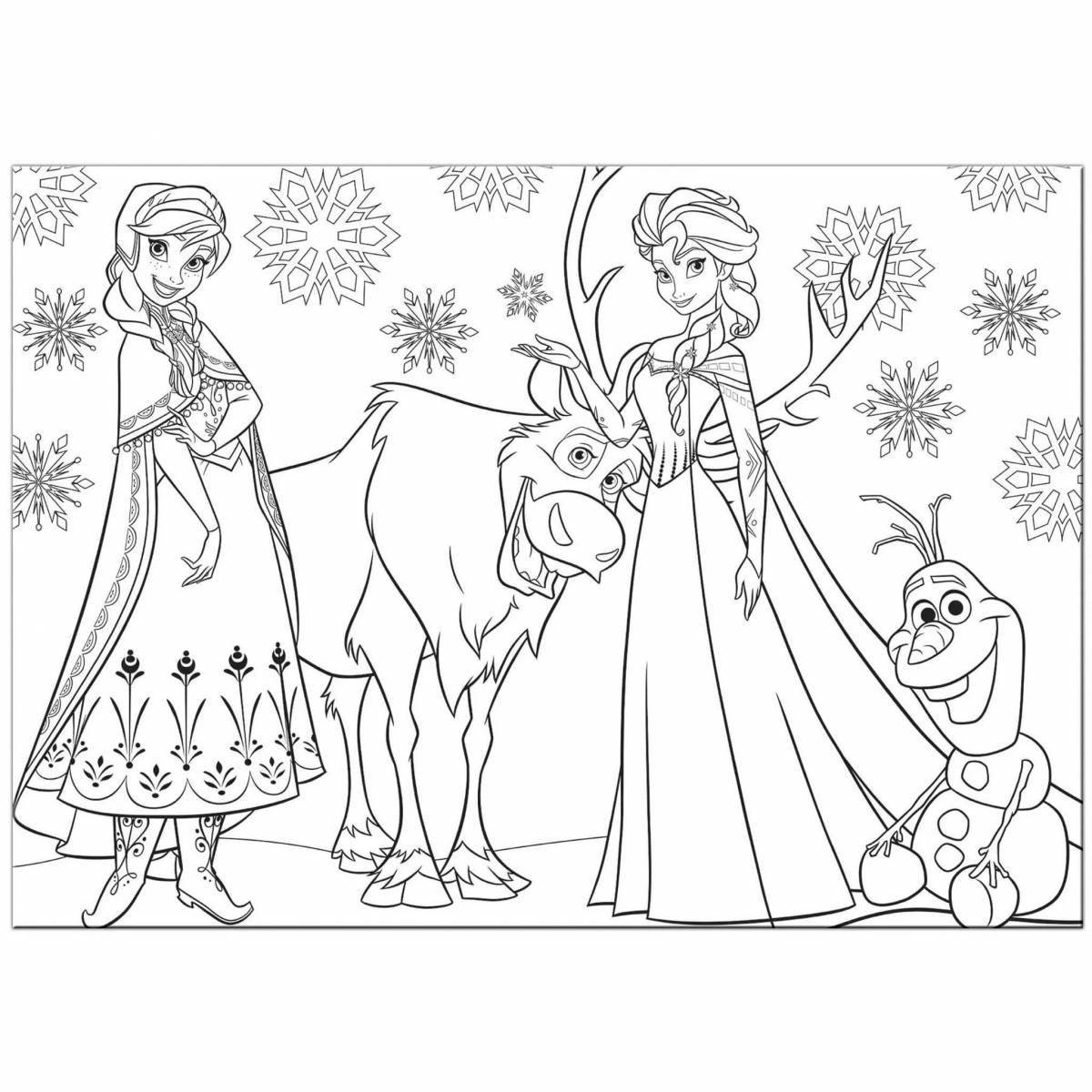 Animated coloring anna and olaf