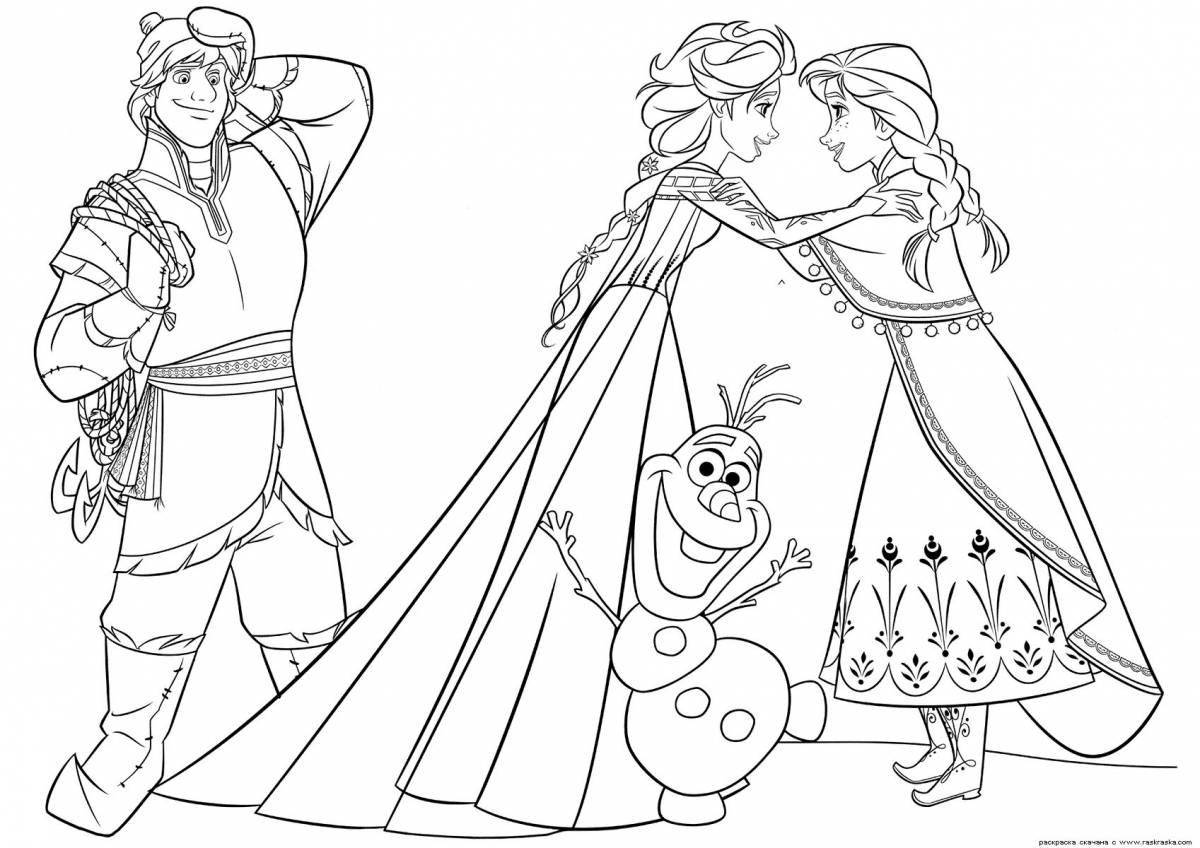 Coloring lively anna and olaf