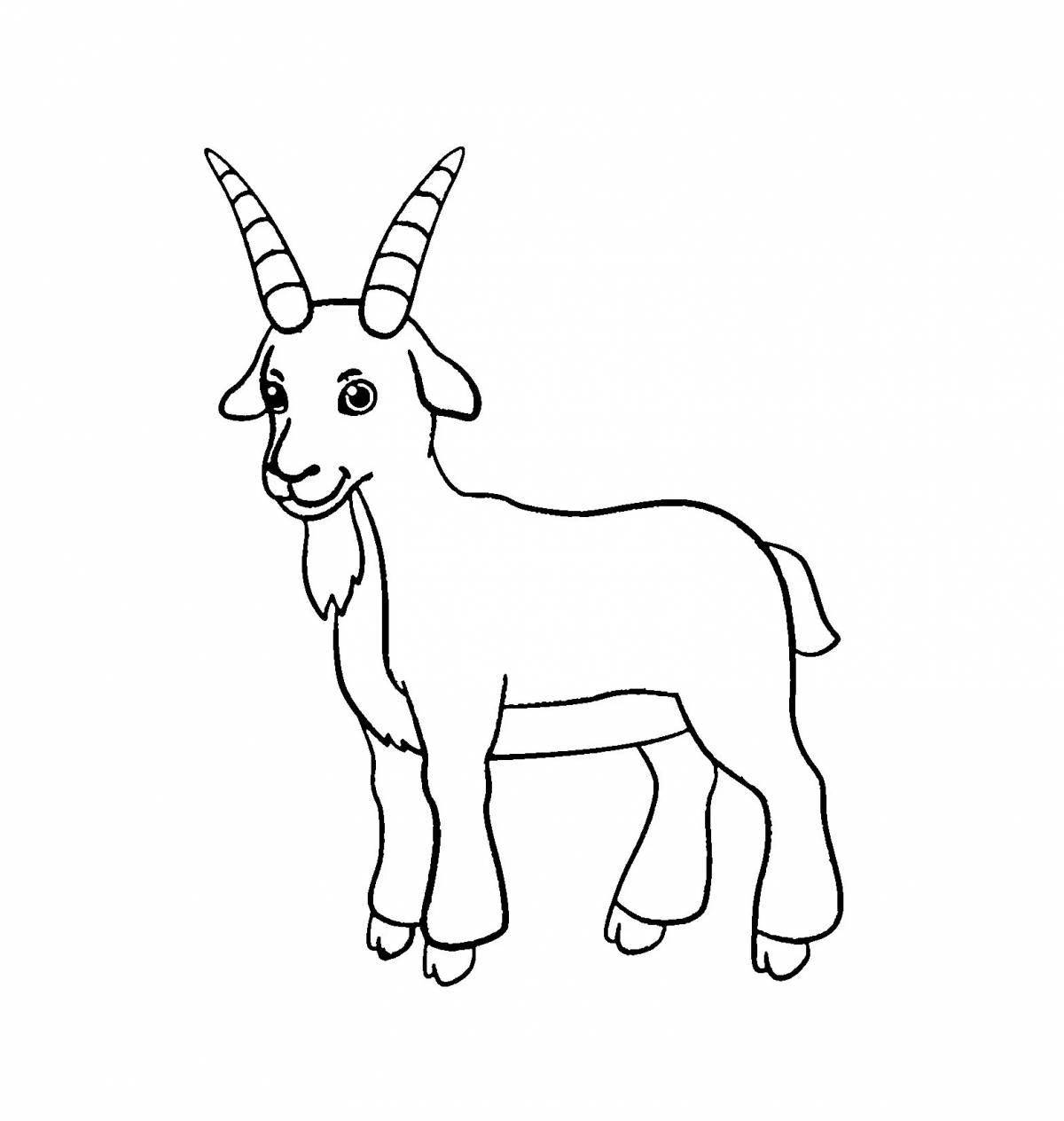 Colorful goat coloring page for kids