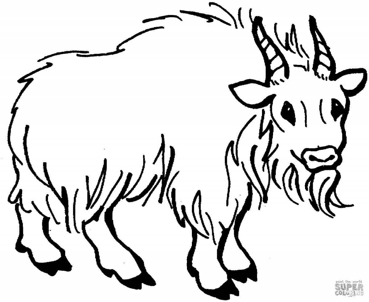 Playful goat coloring page for kids