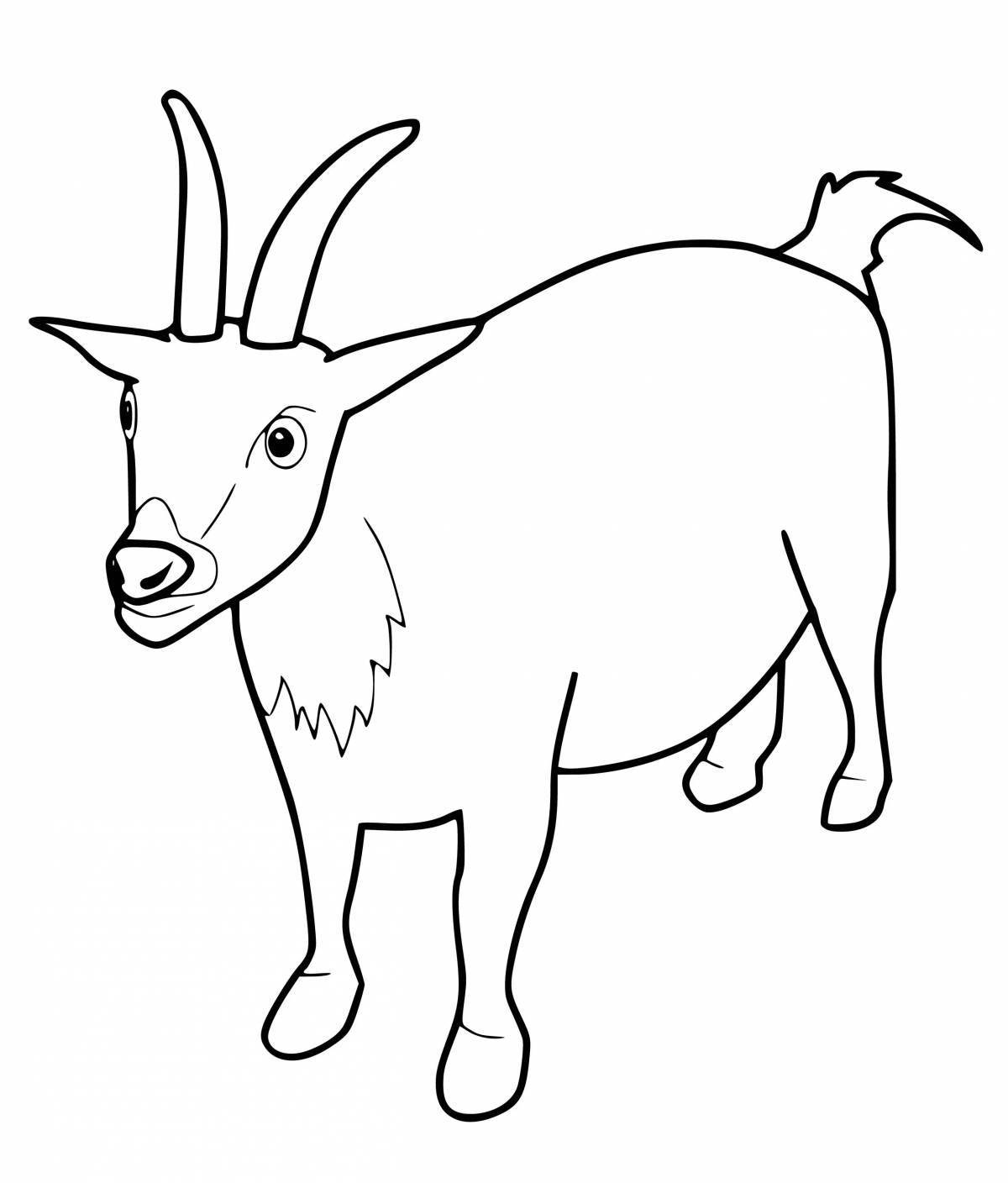 Animated goat coloring page for kids