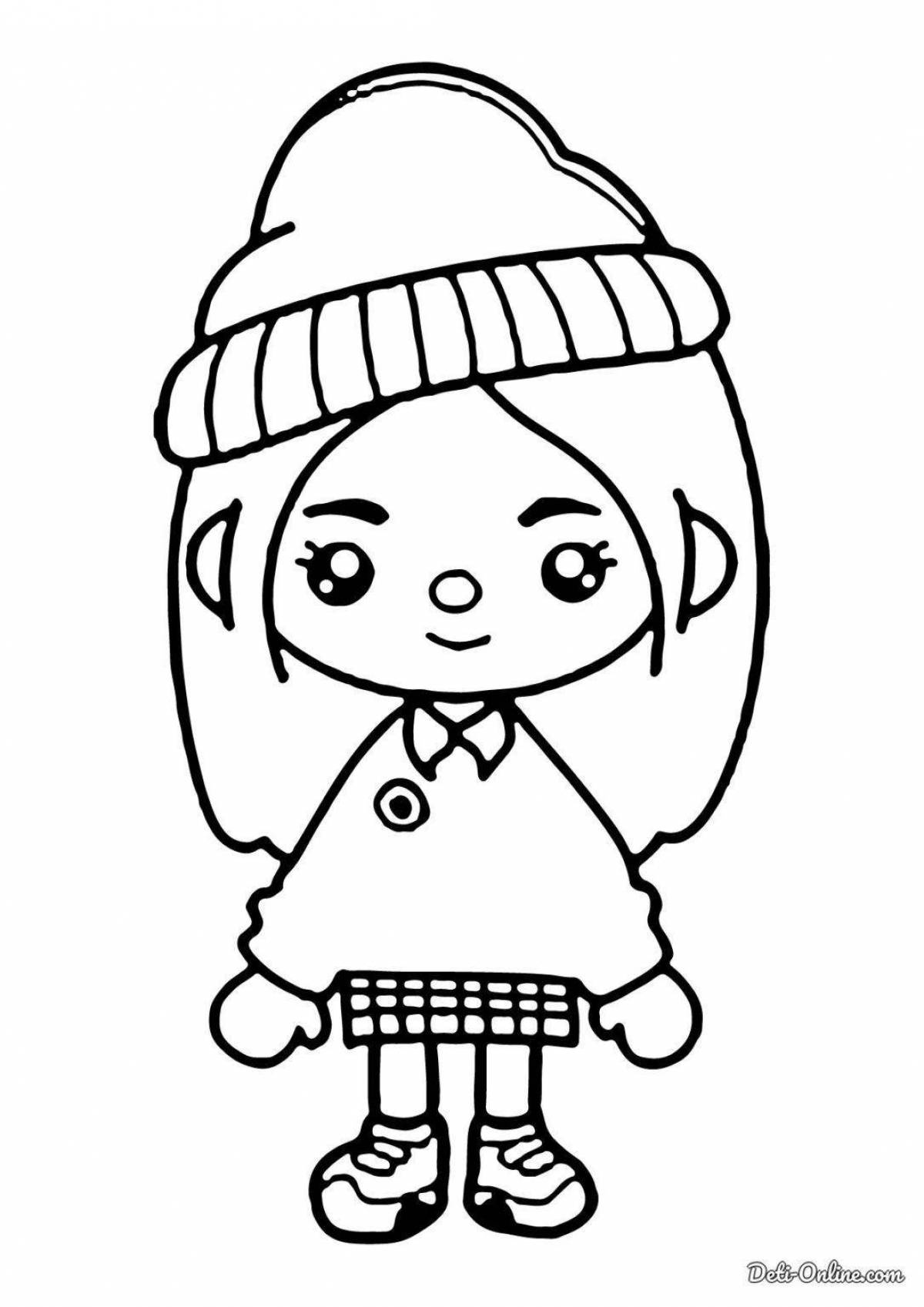 Mini toka boca playful coloring page