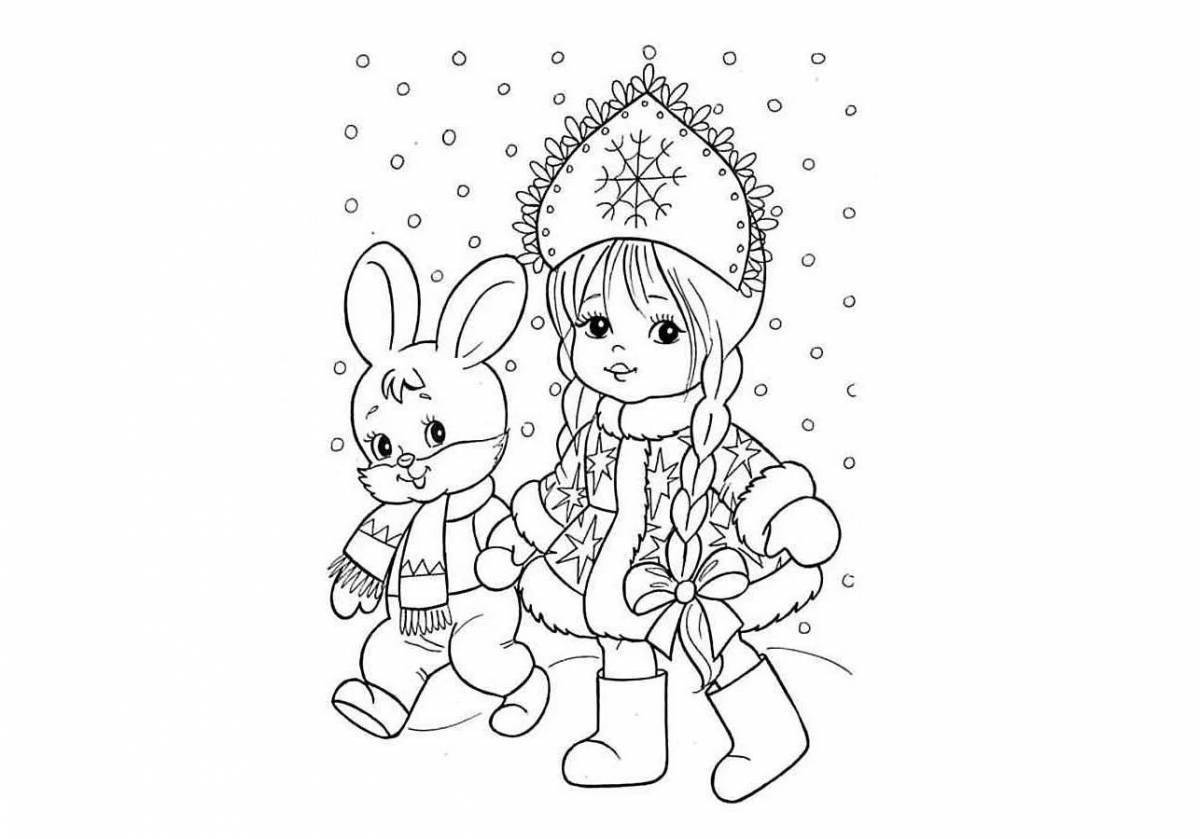 Bright coloring rabbit new year