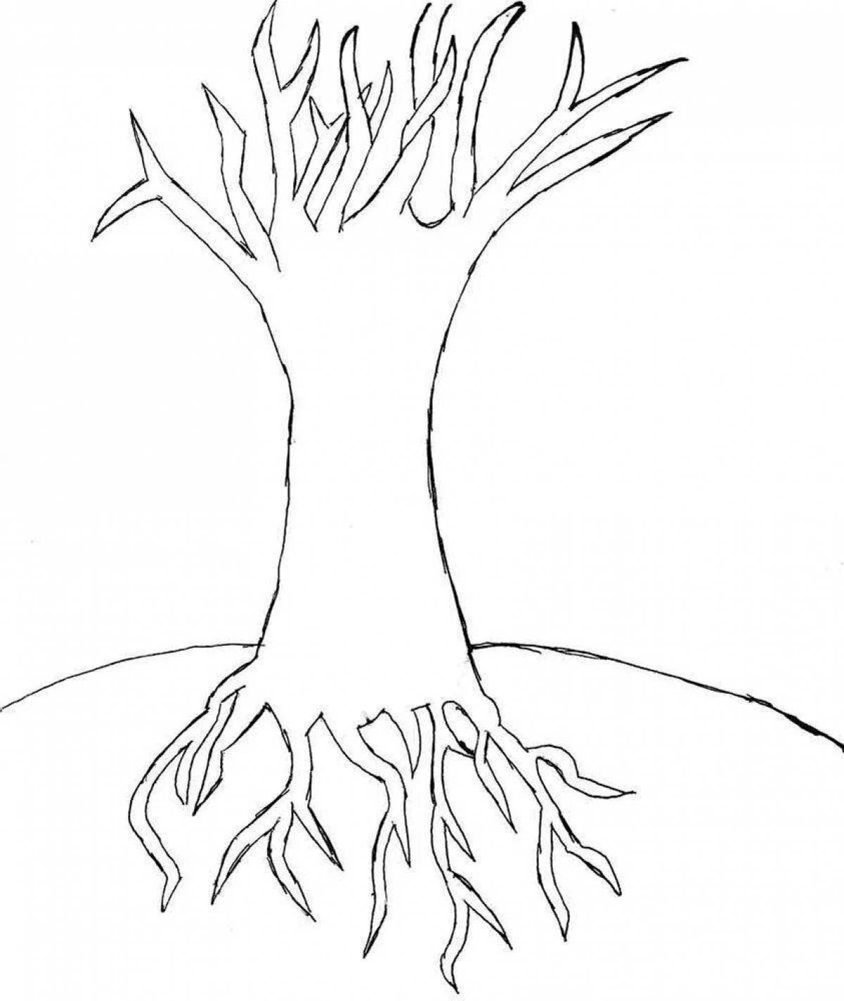 Большое дерево раскраски с корнями