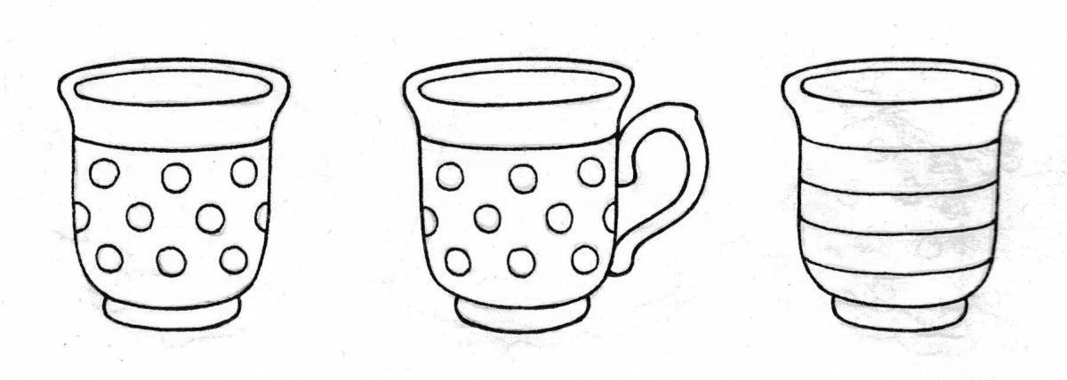 Анимированная страница раскраски кружка и чашка