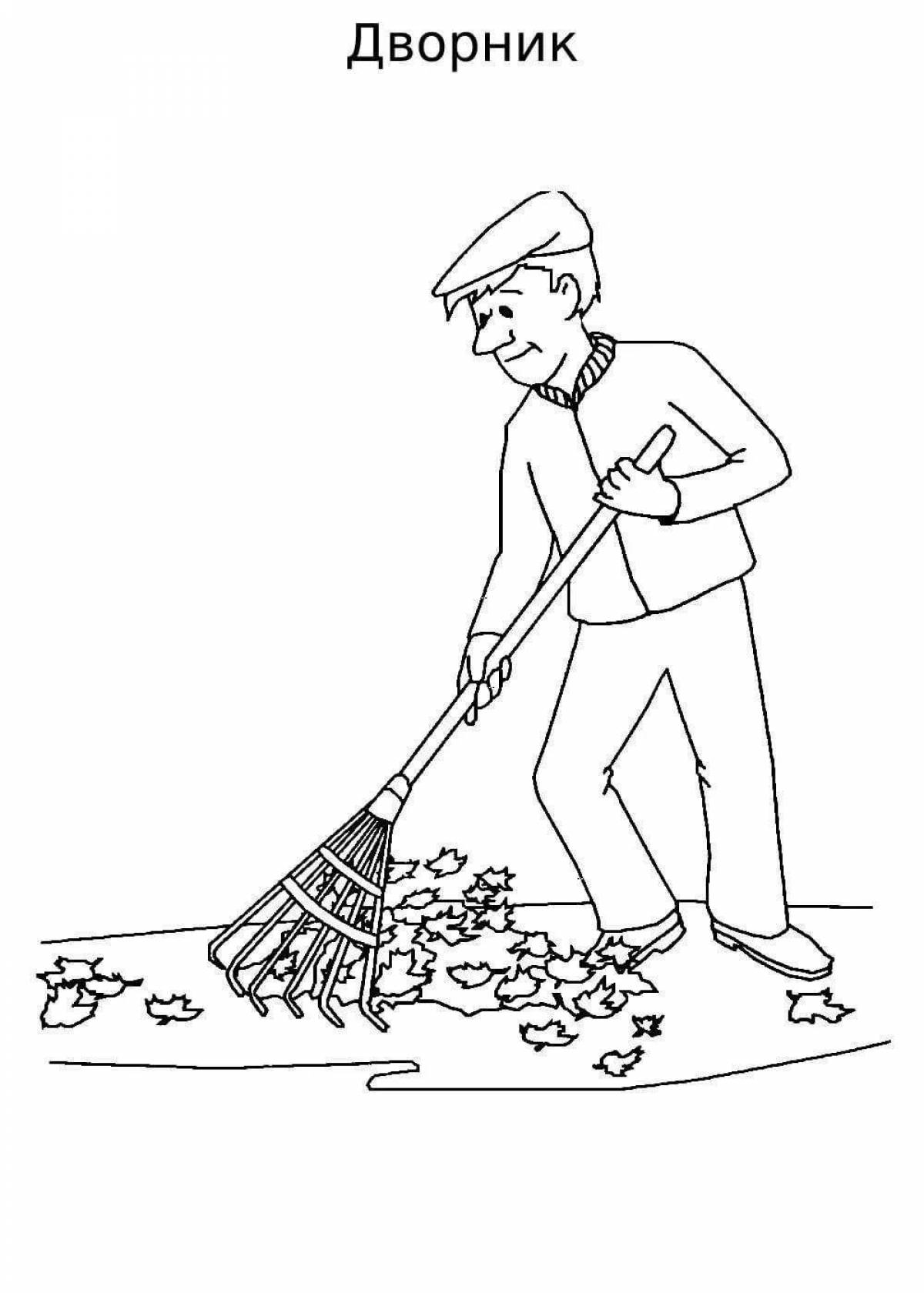 Раскраска Красочный дворник раскраски для детей