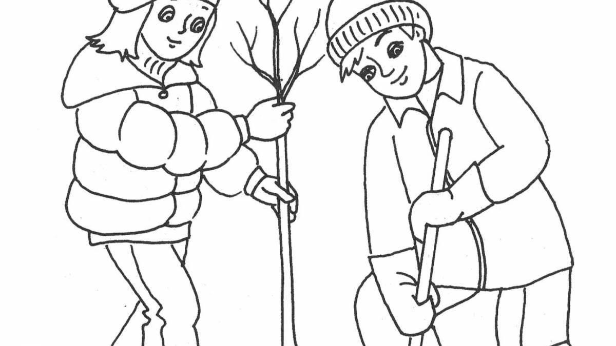 Раскраска Яркая раскраска уборщика для самых маленьких