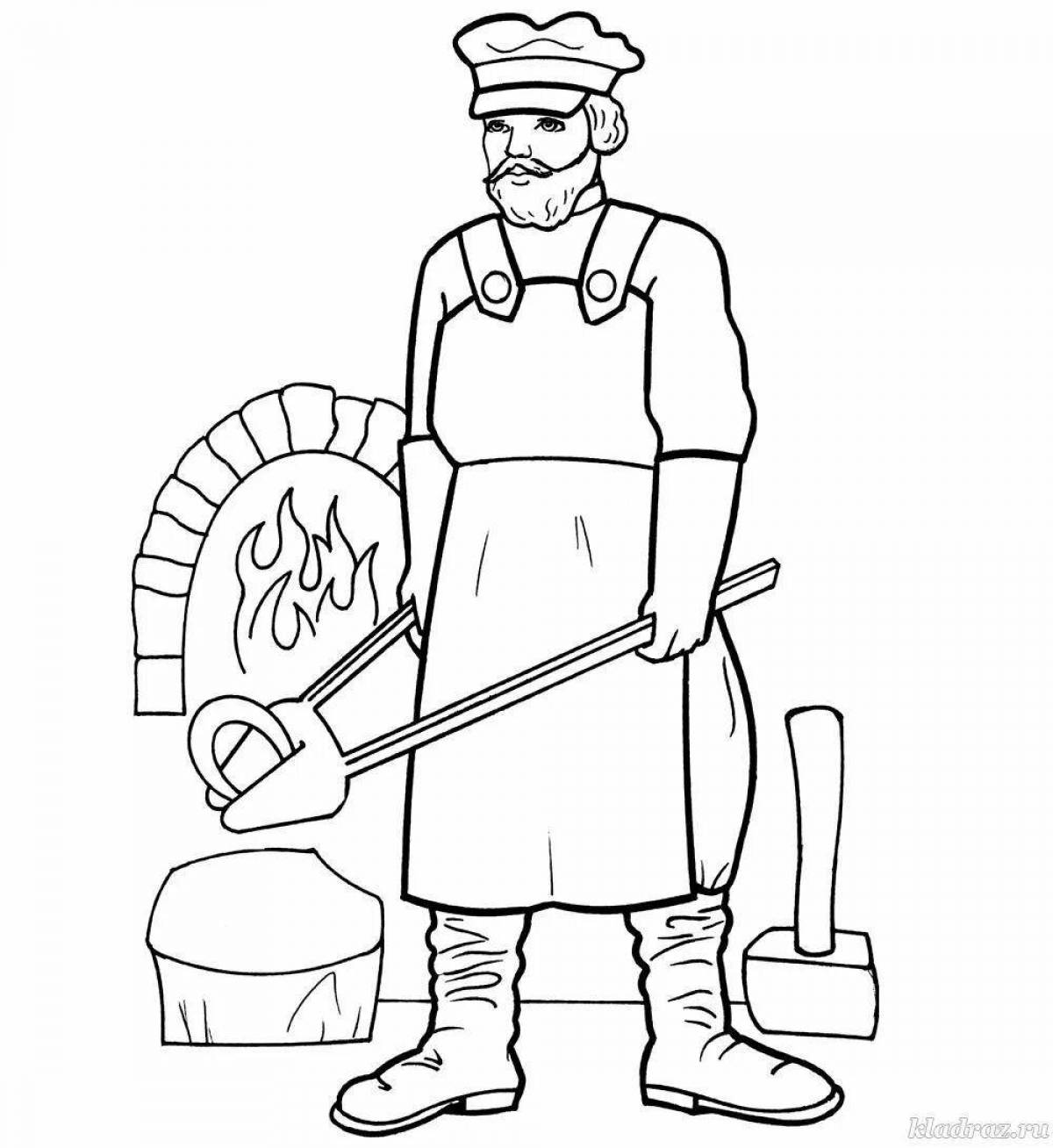Раскраска Раскраска веселый дворник для малышей