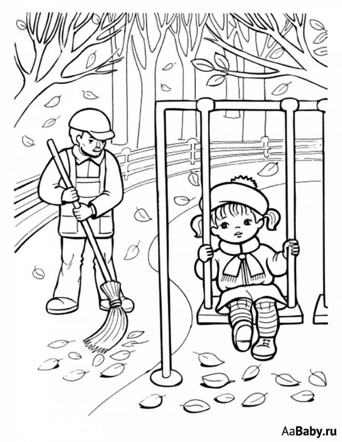 Раскраска Веселая раскраска уборщика для младенцев