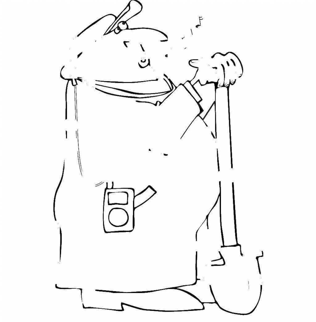 Раскраска Раскраска очаровательный дворник для школьников