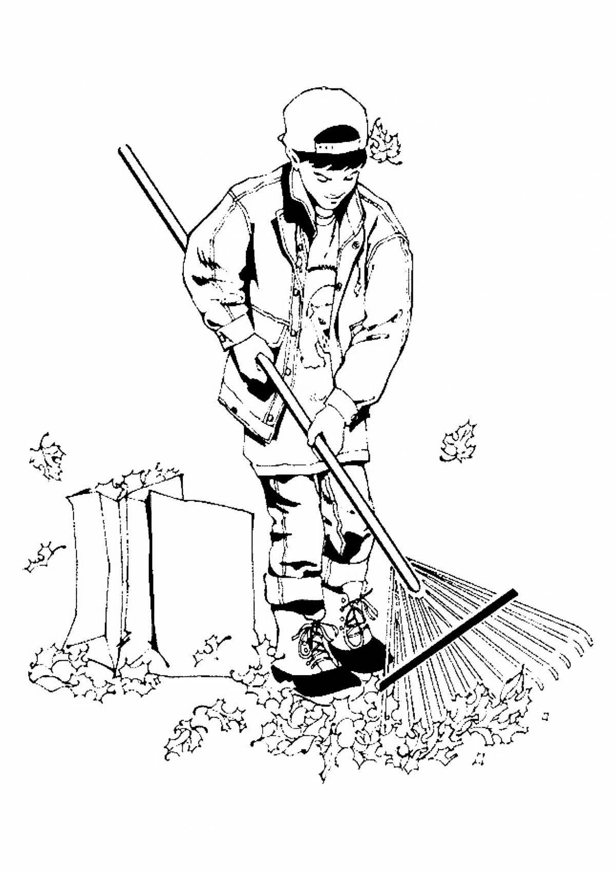 Раскраска Великолепный дворник раскраска для новичков