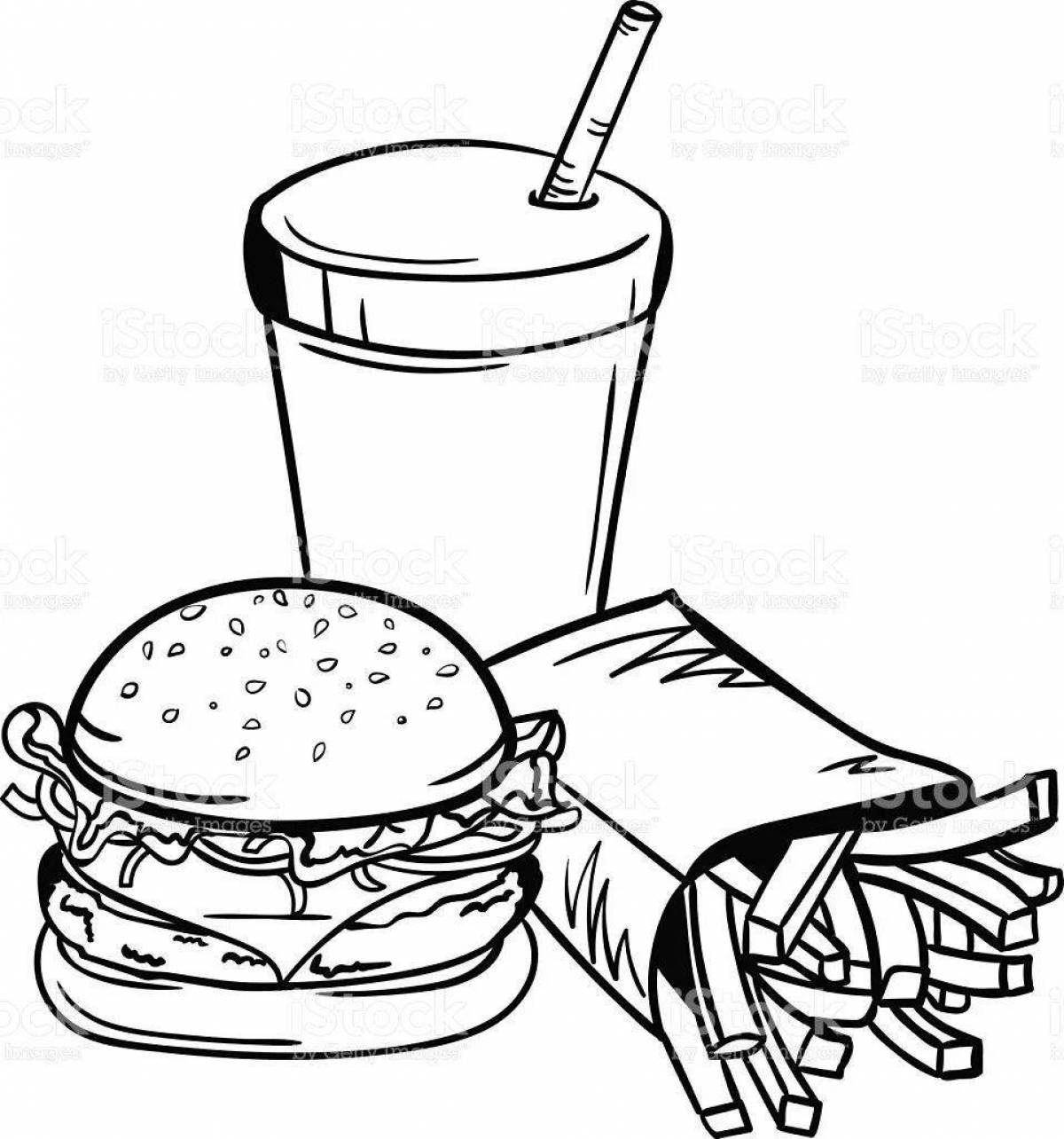 Раскраска Привлекательная страница раскраски колы и чипсов