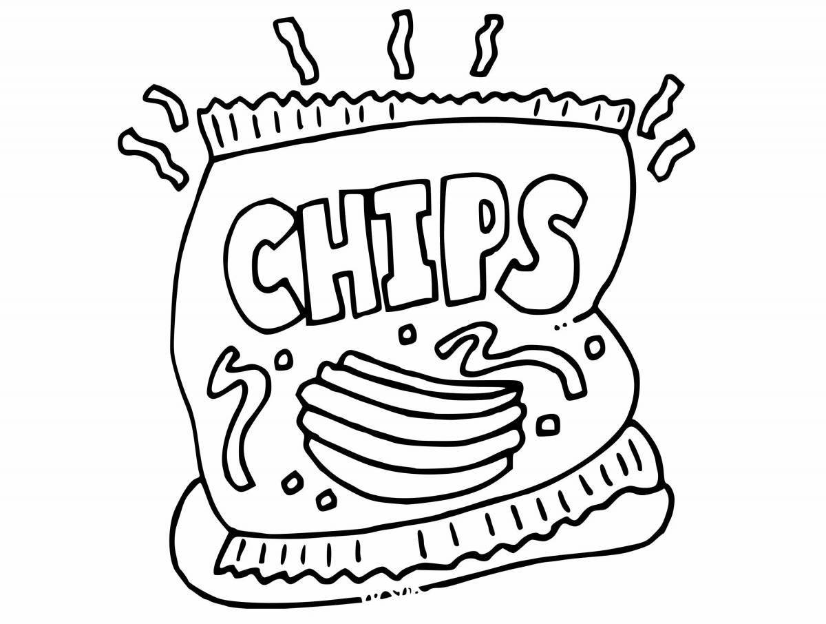 Раскраска Милая страница раскраски колы и чипсов