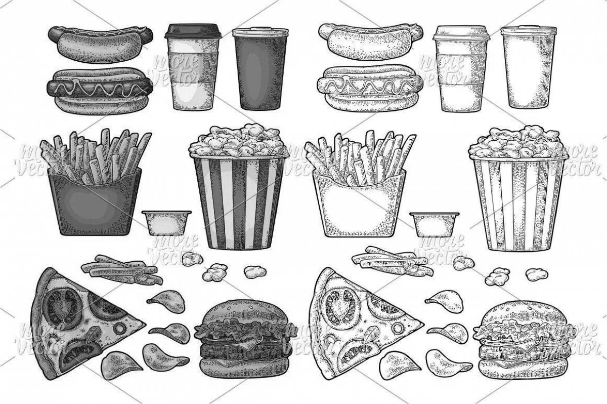 Fun coloring cola and chips