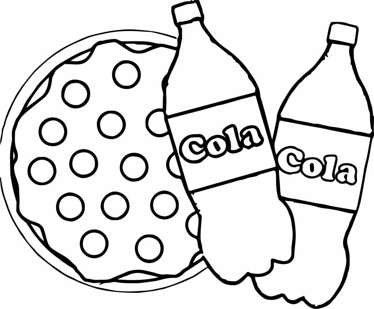 Colouring funny cola and chips