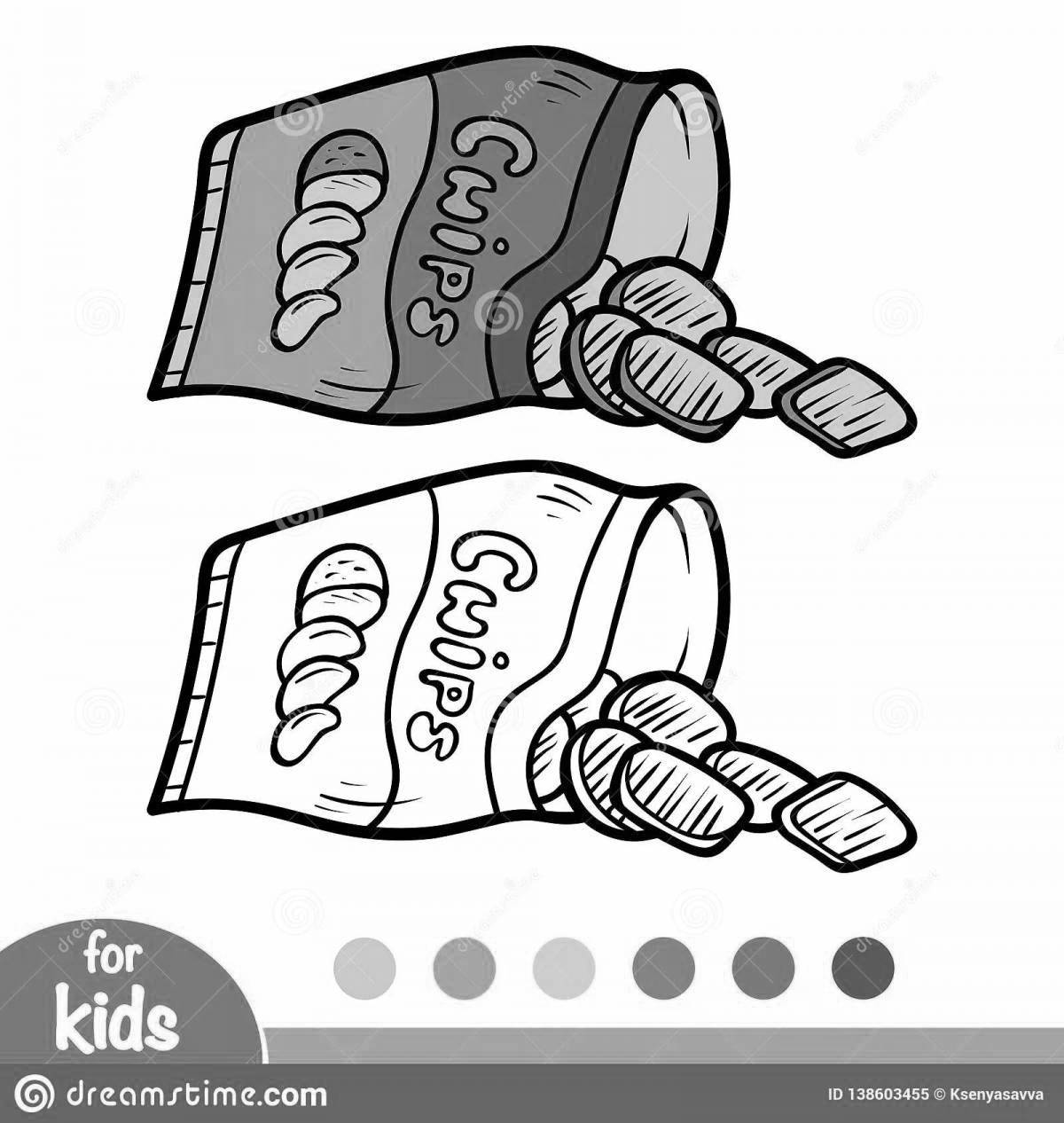 Fun coloring cola and chips