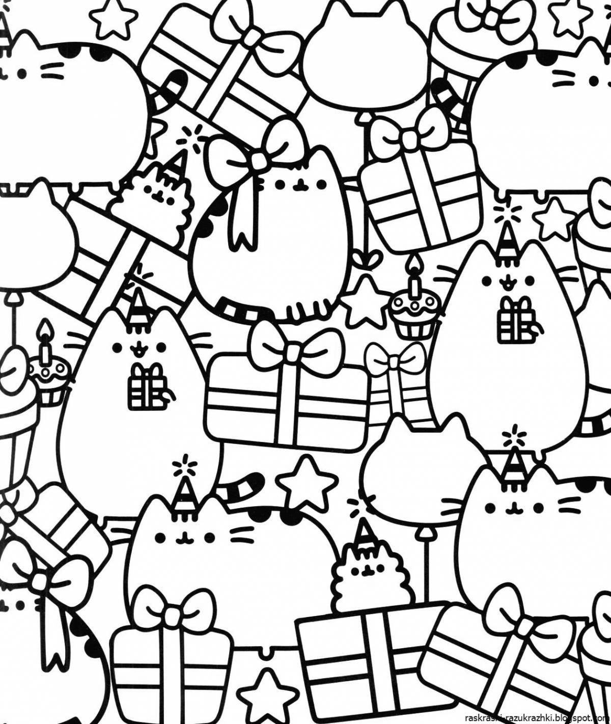 Coloring page festive christmas cats