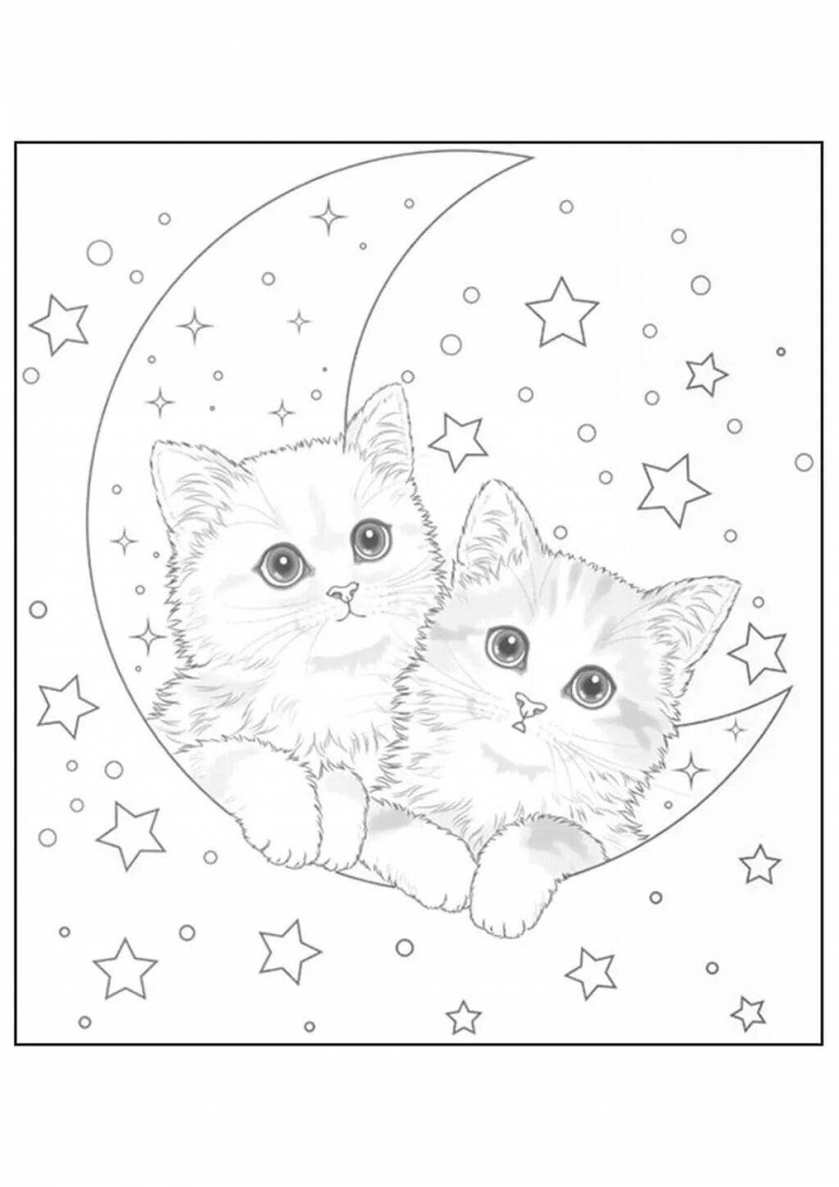 Adorable Christmas cats coloring page