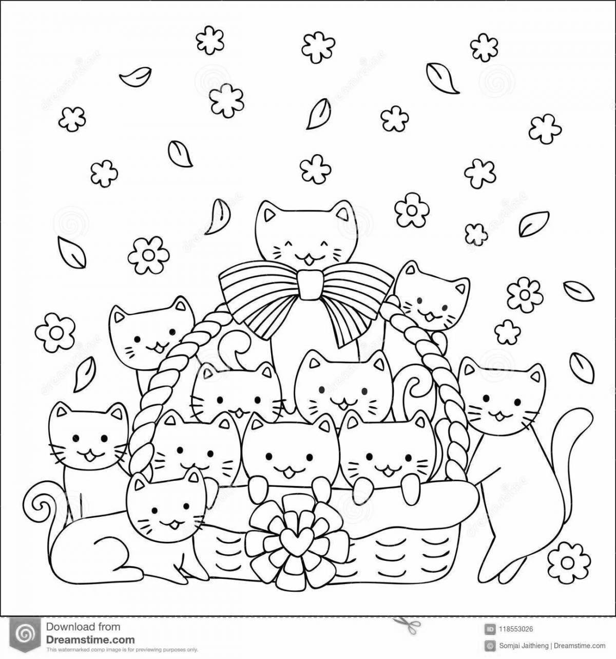 Fancy Christmas cats coloring page