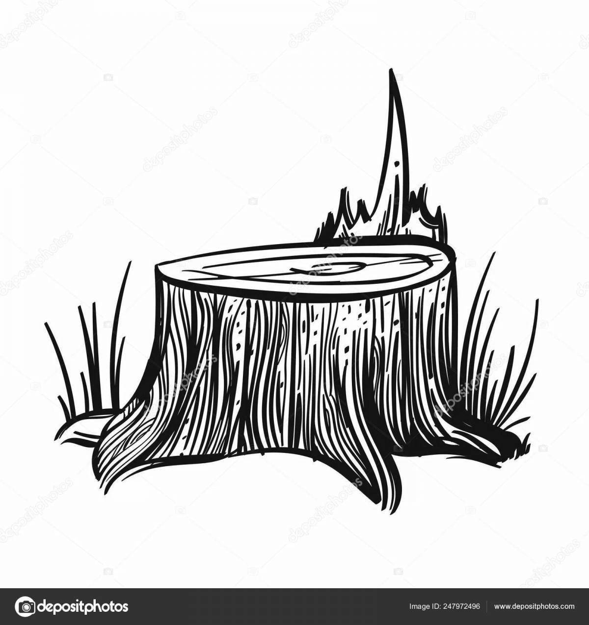 Playful baby stump coloring page