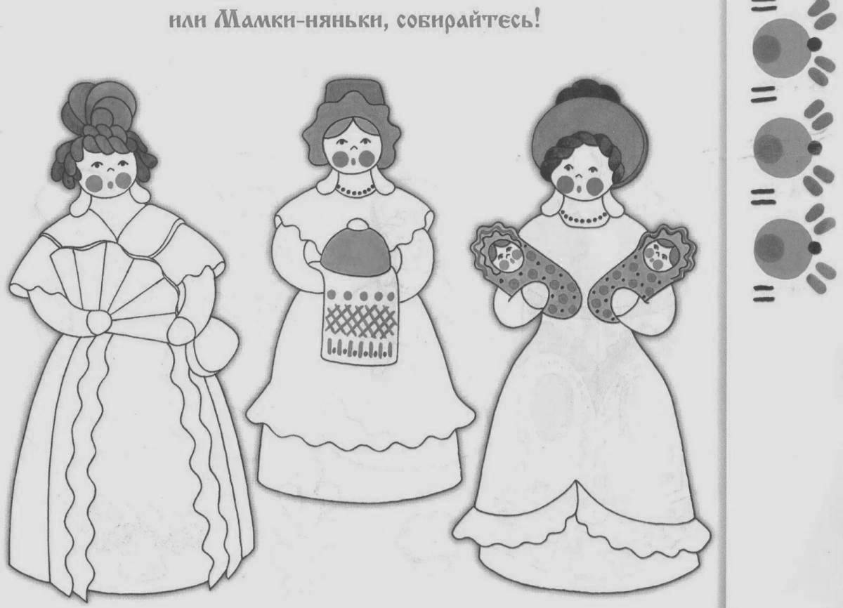 Раскраска Славный водонос дымковская игрушка