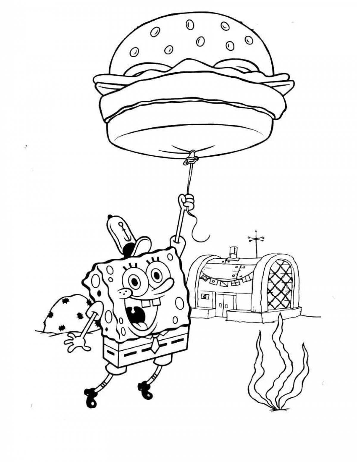 Spongebob's playful house coloring page