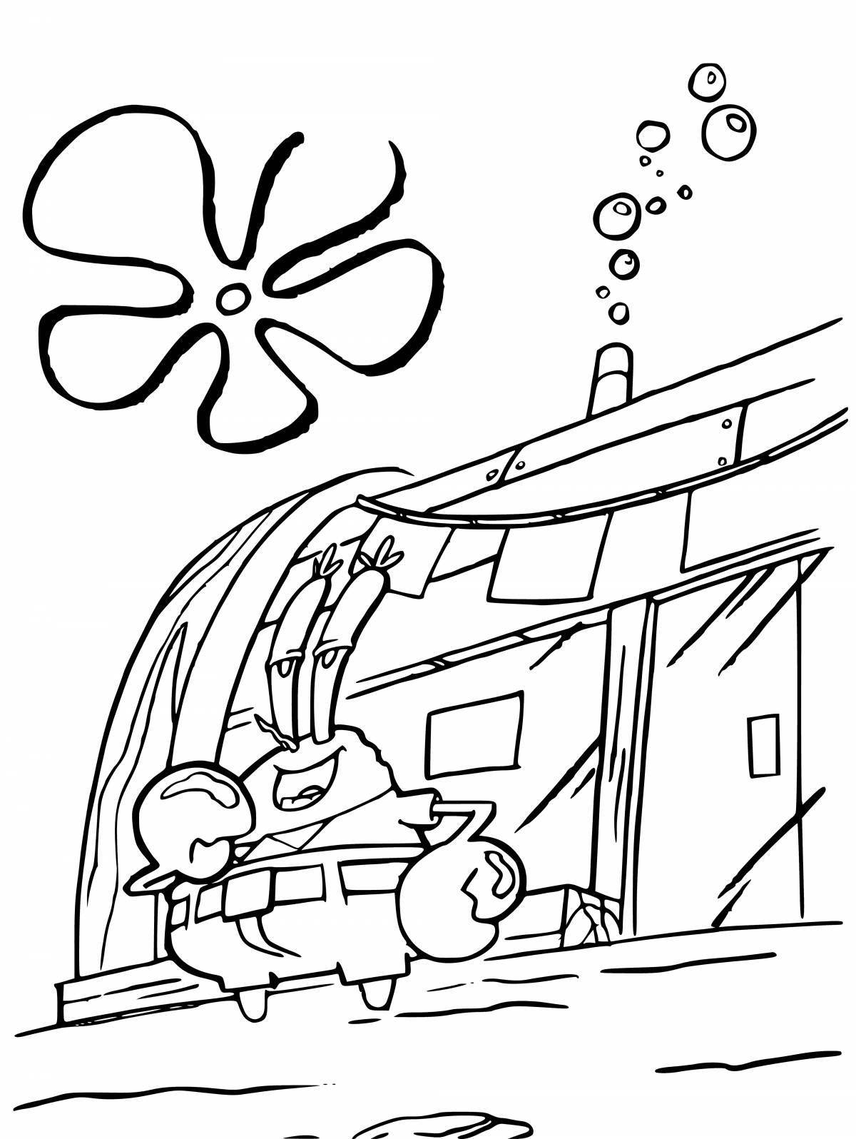 Spongebob's living house coloring page