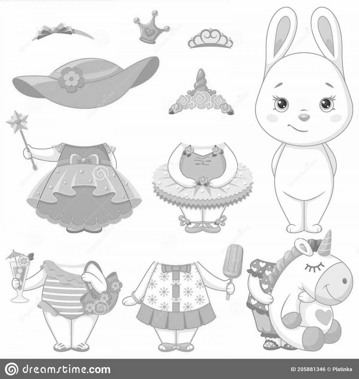 Photo Live coloring rabbit with clothes