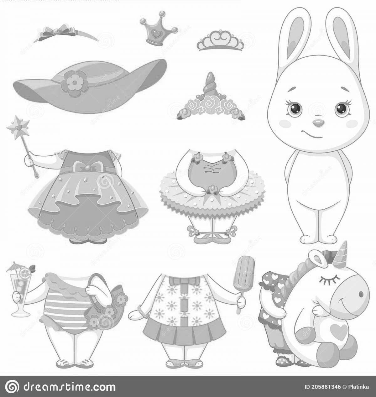 Live coloring rabbit with clothes