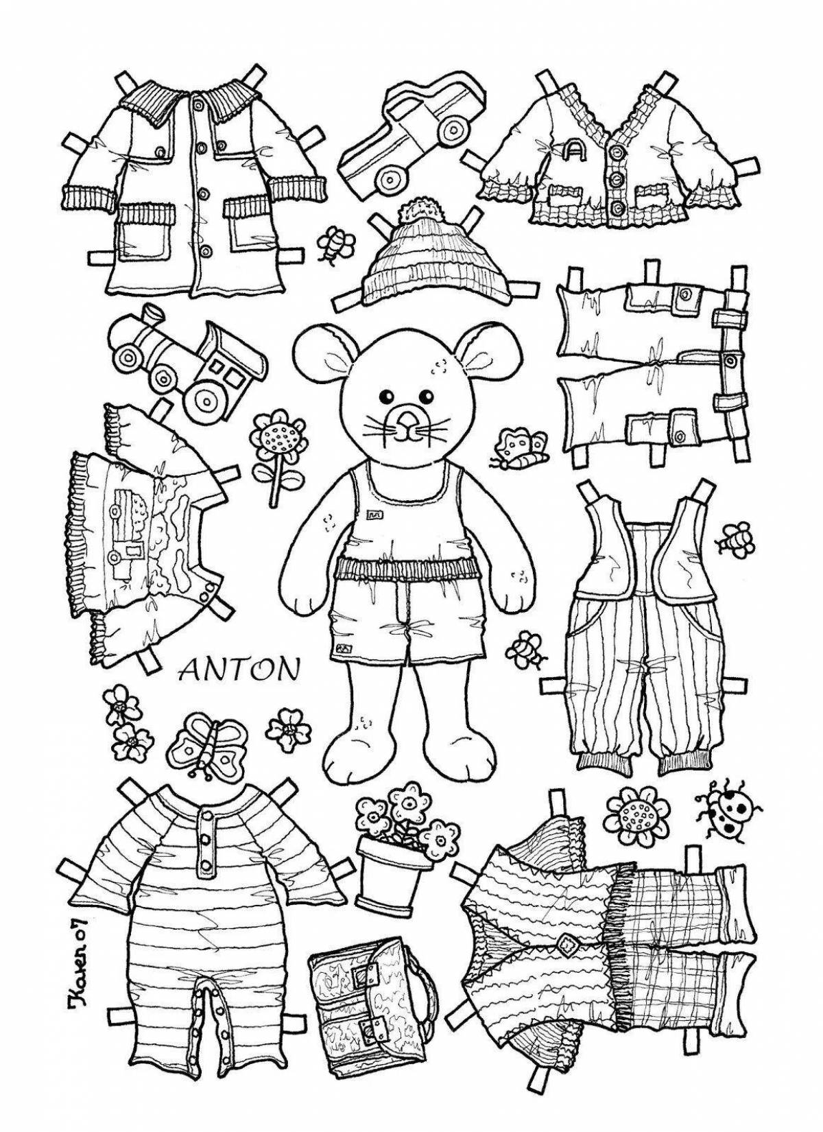 Photo Soft coloring rabbit with clothes