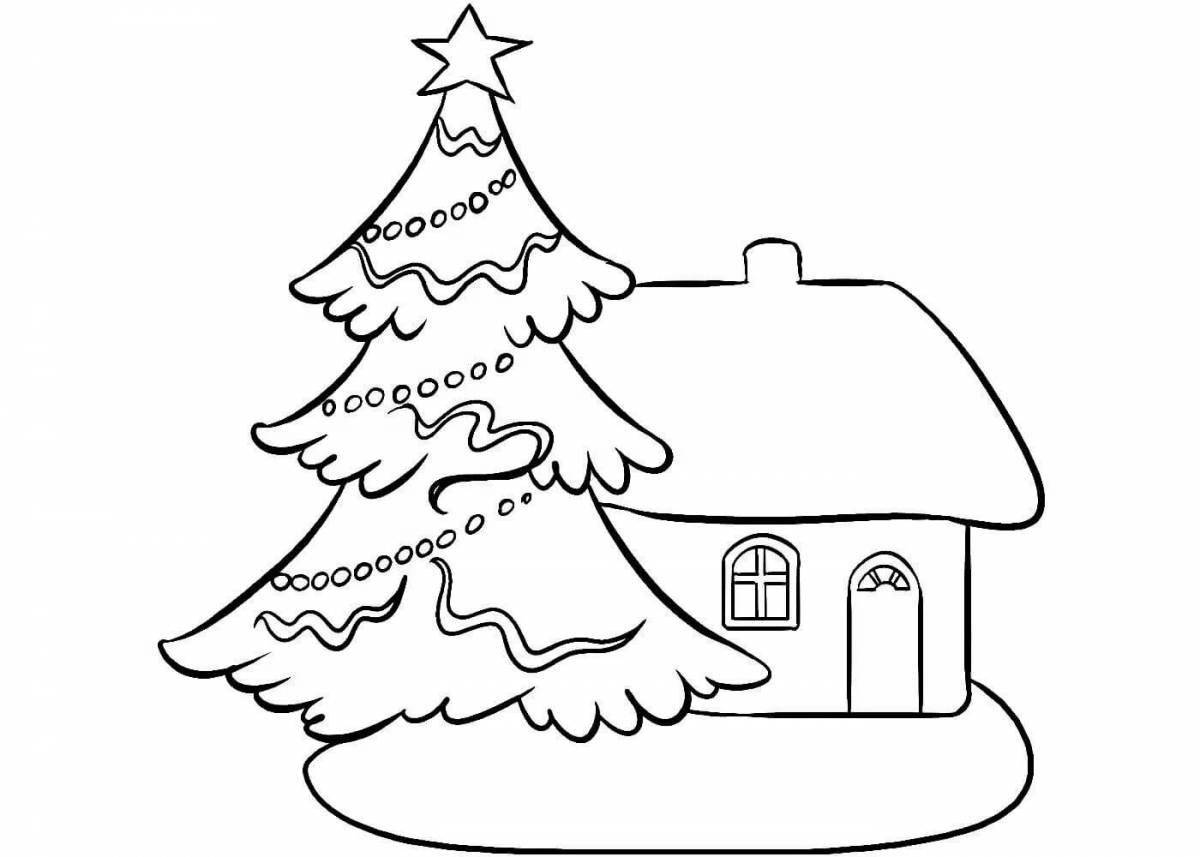 Photo Coloring glowing house for the new year