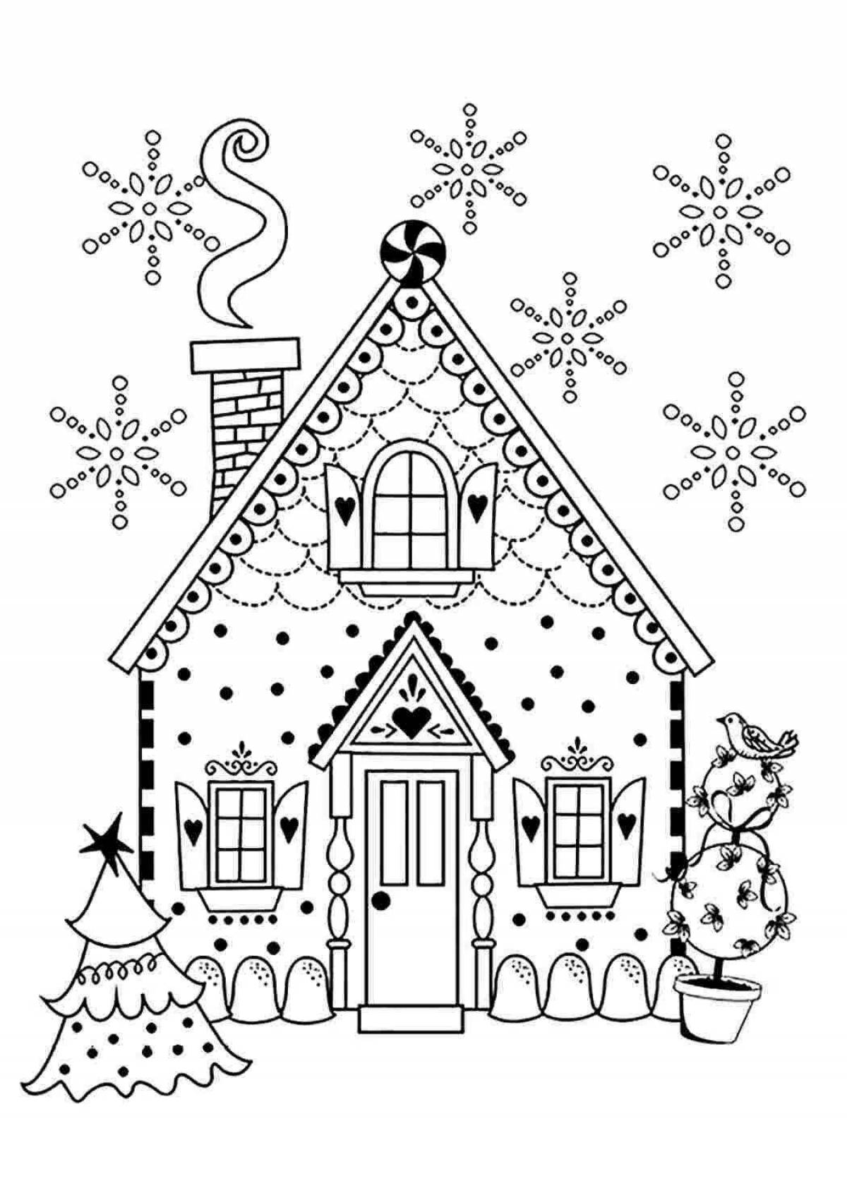 Christmas coloring house fancy