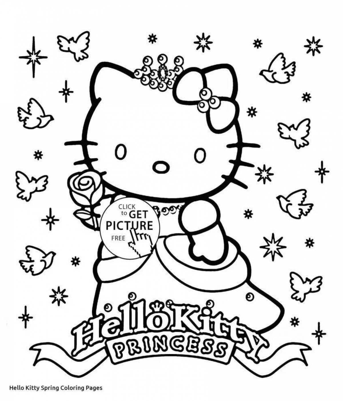 Adorable hello kitty doll coloring page