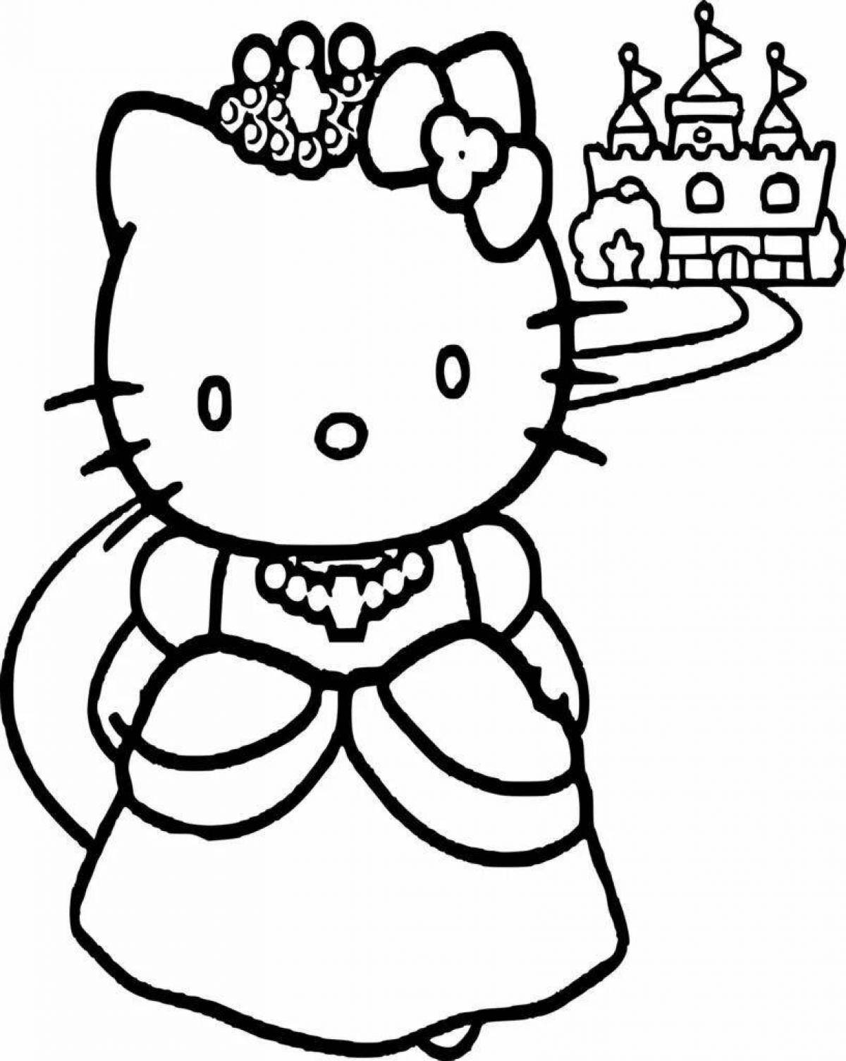 Colorful hello kitty doll coloring page