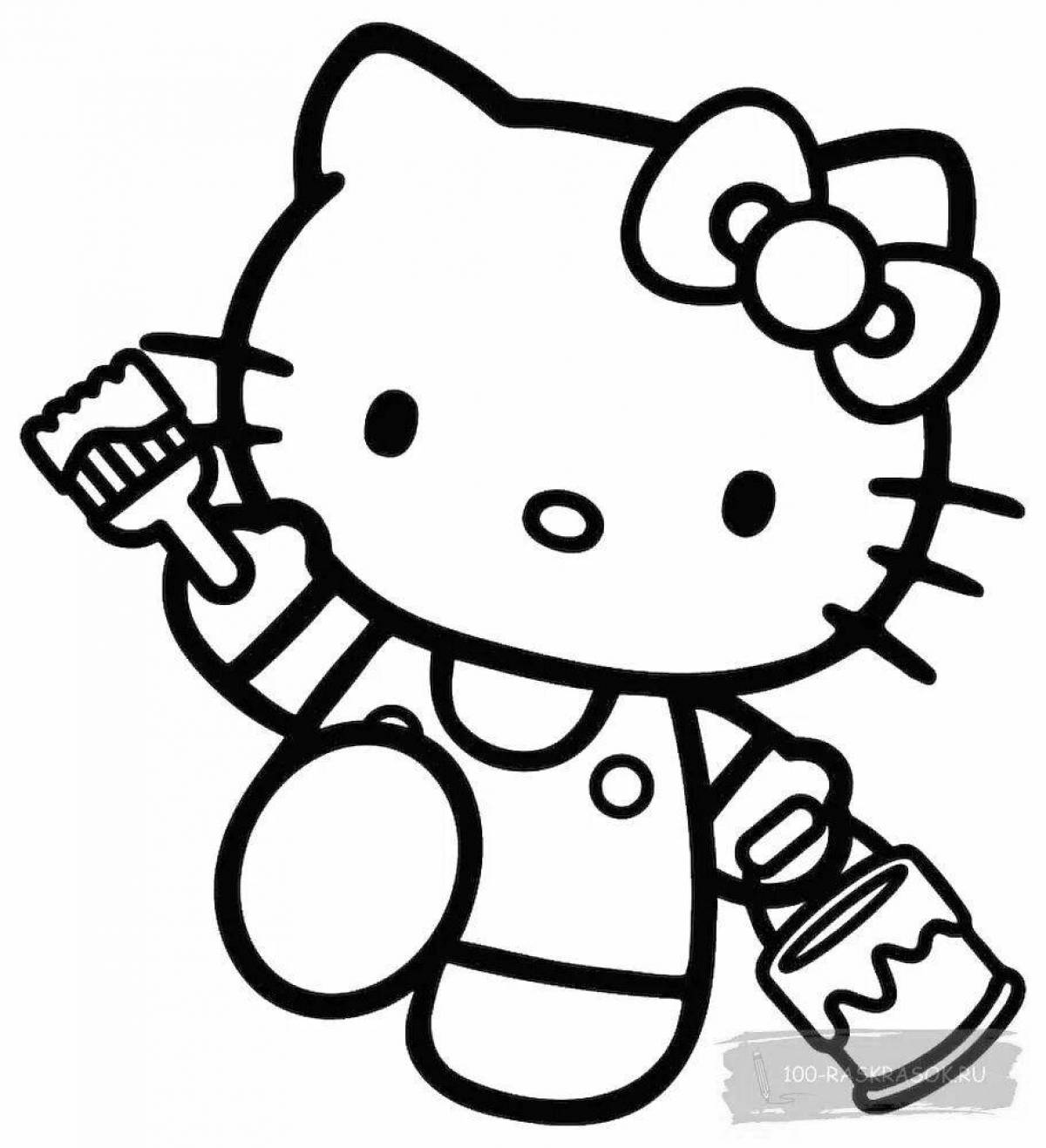 Coloring book glowing hello kitty doll